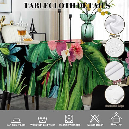 Swono Pineapples Table Cloth Rectangle Tables Hawaii Pineapples Palm Leaves Flowers Kitchen Table Cover Oblong 52"X70" Tablecloth for Dining Table Buffet Parties Patio and Camping