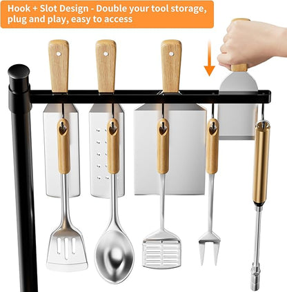 DAOYA Grill Caddy for Outdoor Grill - Griddle Caddy Organizer for Blackstone with Adjustable Seasoning Holder, Paper Towel Holder, BBQ Tool Rack, Portable Carry Bag for Camping Picnic