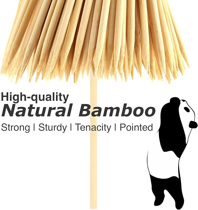 Party Hippo 10 Inch Natural Bamboo Skewers, 4mm Thick, 100 Pack – BBQ Kabob Sticks for Grilling, Fruit, Chocolate Fountain, Crafts & Parties – More Size Choices /8"/10"/12"/14"/16" (10" / 100 ct)
