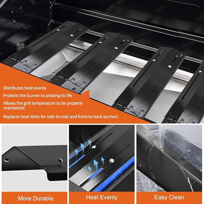 Universal Adjustable Heat Plates/ Heat Tents/ Buner Covers/ Heat Shields for 3 Burner Grills from Brinkmann, BHG, Dyna Glo, Backyard Grill (3-Pack Adjustable Heat Plates (Porcelain Steel))