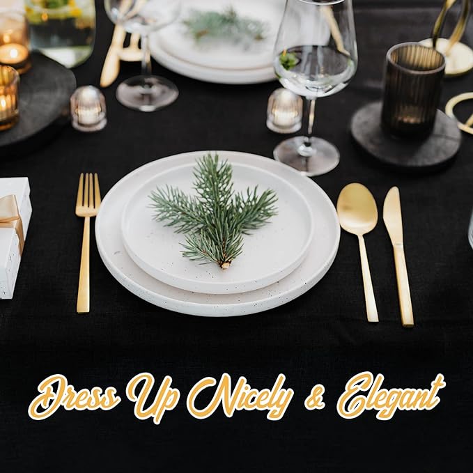 BRILLMAX 6 Pack Black Tablecloths 90x156 Inch for 8ft Rectangle Tables | 150 GSM Polyester Fabric, Floor Length Drop, Water, Stain & Wrinkle Resistant Cloth Cover for Wedding Reception Banquet Party