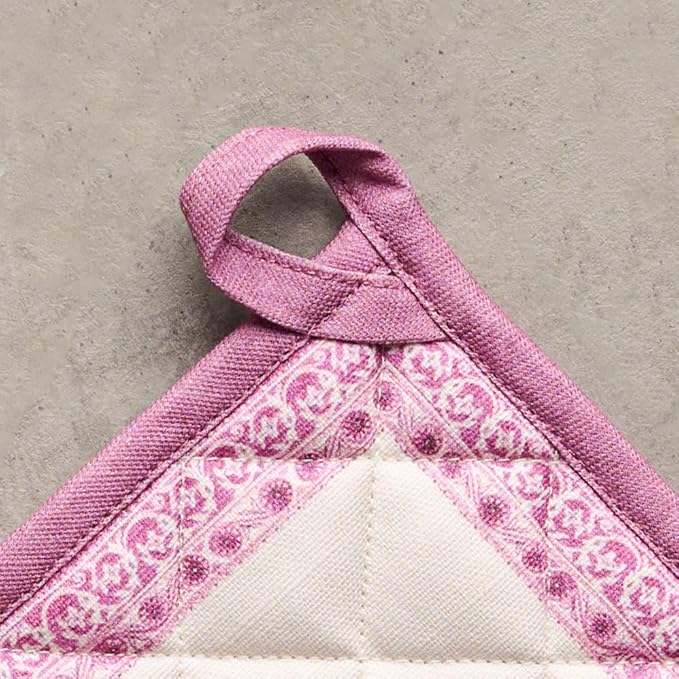 Maison d' Hermine Pot Holders 100% Cotton Heat Resistant Potholders 8" x 8" Hot Pads with Loop BBQ Cooking Baking Hotel Farmhouse Kitchen Handling Hot Pans Spring Summer (Pack of 1, Chardon)
