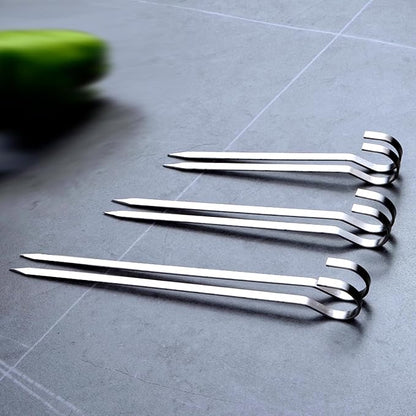 40PCS Kabob Skewers Flat Metal BBQ Barbecue Skewer 7" short Stainless Steel Shish Kebob Sticks Wide Reusable Grilling Skewers Set for Meat Shrimp Vegetable, Set of 40 with box (5.9inch)