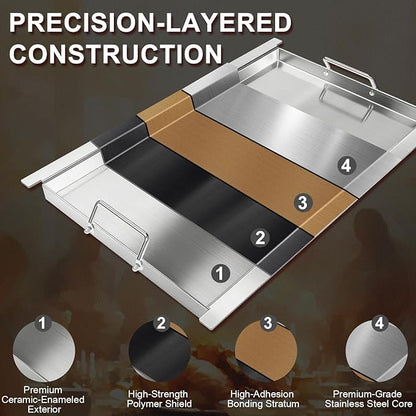 Full Size Griddle Insert for Napoleon Prestige PRO 500, Built-in Prestige 500, P500RBPSS, BIP500RBNSS-3, P500RSIBNK-3, P500, P500N Grills Accessories, Stainless Steel Griddle Plate, 26.3''L X 17.7''W