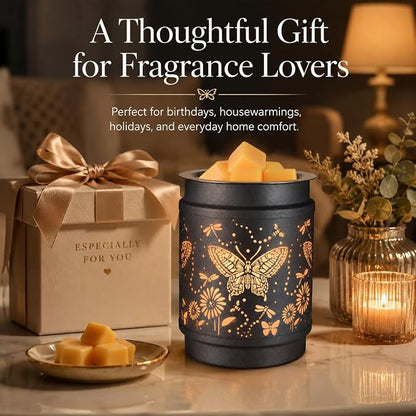 kobodon Butterfly Wax Melt Warmer Metal Wax Warmer for Scented Wax | Electric Fragrance Candle Oil Burner 2 in 1 Wax Melts as Gifts for Moms Grandma Women Girls