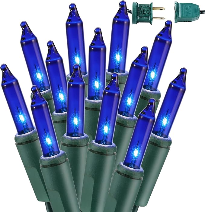 BrizLabs Blue Christmas Lights, 69.6ft 300 Count Blue String Lights Connectable, 120V UL Certified Incandescent Xmas Lights Green Cord, Outdoor Mini String Lights for Indoor Party Garden Patio Decor | Connectable; UL Certified; Outdoor Mini Incandescen...