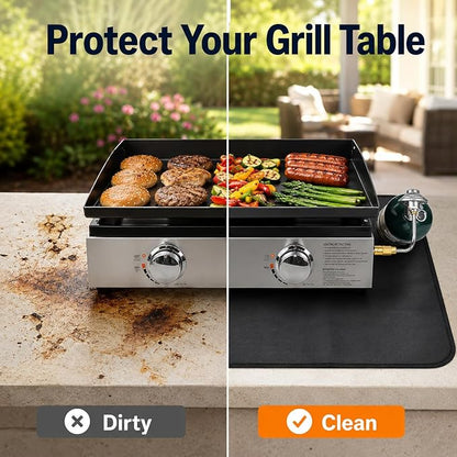FLASLD Fireproof & Waterproof Under Blackstone Griddle BBQ Mat, Heat Resistant Grill Mats for Outdoor Grill to Protect Your Prep Table and Outdoor Grill Table - Black (Black, 24 x 31in)
