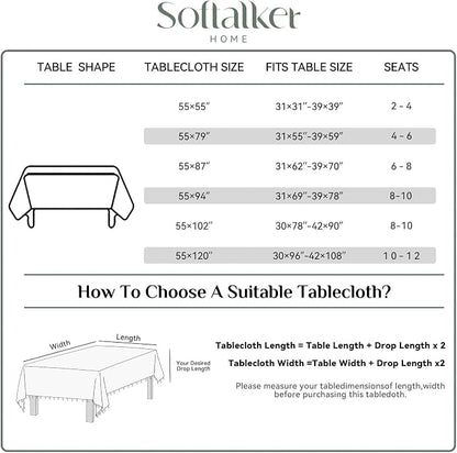 Softalker Fall Checkered Tablecloth Rectangle, Heavy Weight Linen Cotton Gingham Thanksgiving Orange Table Cloth with Tassel, Wrinkle Free Buffalo Plaid Table Cover for Dining Party- 55 x 70 Inch