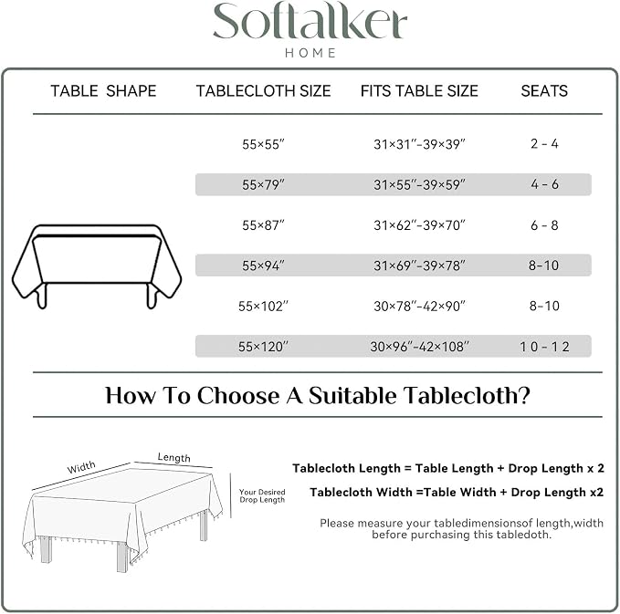 Softalker Fall Checkered Tablecloth Square, Heavy Weight Linen Cotton Gingham Thanksgiving Orange Table Cloth with Tassel, Wrinkle Free Buffalo Plaid Table Cover for Dining Party- 55 x 55 Inch