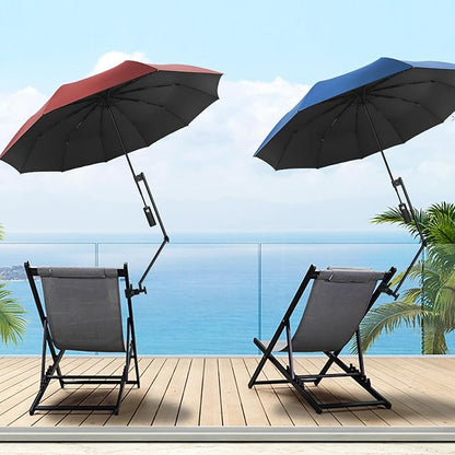 UPF 50+ Beach Umbrella with Adjustable Universal Clamp