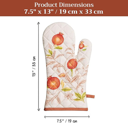 Maison d'Hermine Oven Gloves 100% Cotton Oven Mitt (7" x 13", Pack of 1) | With Loop Heat Resistant BBQ Cooking Gloves Baking Kitchen Handling Hot Pans Thanksgiving Christmas - Vintage Harvest
