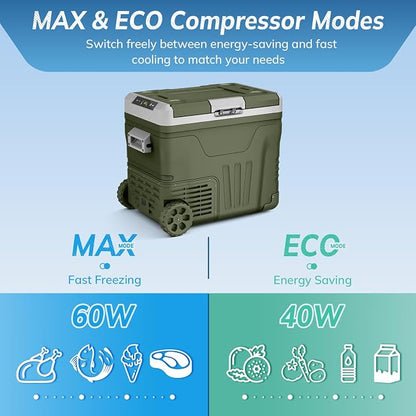 Antarctic Star 12 Volt Refrigerator,53QT(50L)Electric Cooler Compressor, Portable Refrigerator -4℉~68℉,Car Fridge 12/24V DC 100-240V AC,Portable Freezer with Wheels&2 Baskets for Camping,Travel,GREEN | 50L Car Fridge Compressor,Plug in Coolers for Vehi...