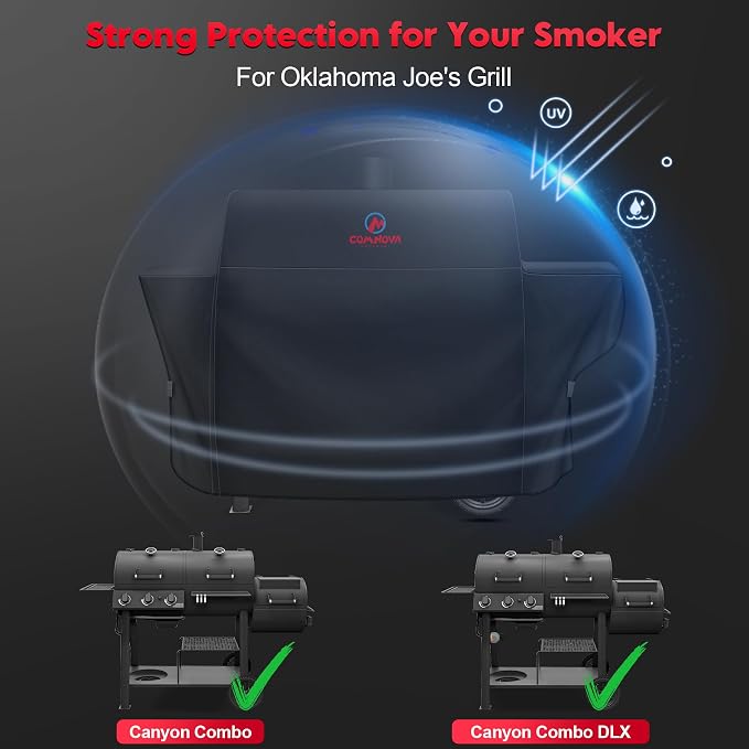 Grill Cover for Oklahoma Joe's Canyon Combo Smoker - 600D Premium BBQ Cover Waterproof & Heavy Duty for Oklahoma Joe's Canyon Grill