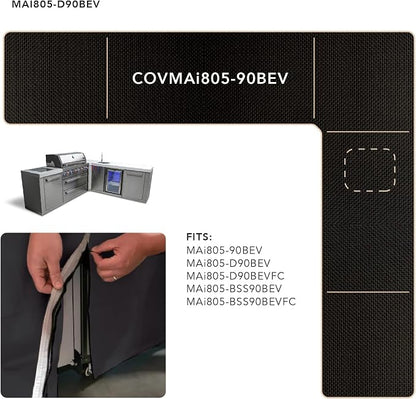 Mont Alpi Cover for 94" W x 88" D Original Deluxe Black 805 Series L-Shaped Outdoor Kitchen with Beverage Center - MAi805-90BEV / MAi805-D90BEV / MAi805-BSS90BEV / MAi805-D90BEVFC / MAi805-BSS90BEVFC
