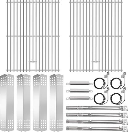Criditpid Grill Replacement Parts for Charbroil 463241113 463449914 4 Burner Gas Grill, Stainless Steel Grill Grates, Heat Plates, Crossover Tubes, Igniters & Grill Burner Parts for Charbroil Grills
