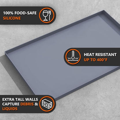 17" Silicone Griddle Mat for Blackstone 17 Inch Grill, Heavy Duty Food Grade Silicone Griddle Cover, Protect Your Grill from Dirt & Rust All Year Round (Gray)