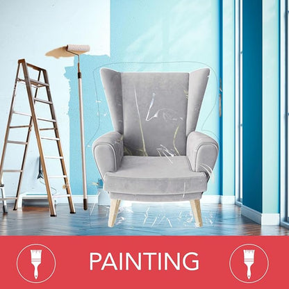 LAMINET Heavy Duty Clear Plastic Chair Covers Protectors for Recliner | Durable vinyl protector shield for armchair recliner against pet scratches, hair, dust, spills; simply wipe clean.