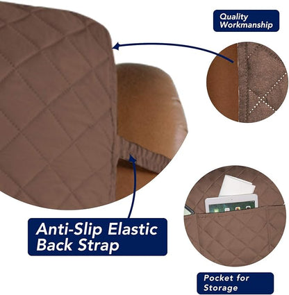 PureFit Reversible Recliner Chair Covers Couch Covers for Dogs, 28 in | Brown/Beige, Water Resistant Couch Protector, Washable Pet Couch Cover with Non Slip and Elastic Straps For Kids