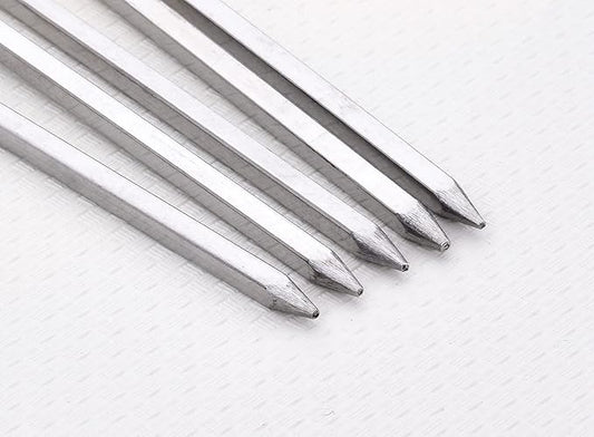 10 inch Barbecue Skewers, HONSHEN Metal BBQ Sticks,12Pack Stainless Steel Square Skewer,Kebob,kabob Sets for Grill Outings Cooking (BBQ Skewers Square 10inch-12p)