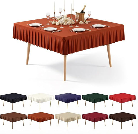 PARTISKY Rust Spandex Square Tablecloths 54x54 Inch, Wrinkle Free Fitted Card Table Cloth Stretch Square Table Cover for Kitchen Dinner, Holiday Party, Wedding Banquet, Display Trade Show