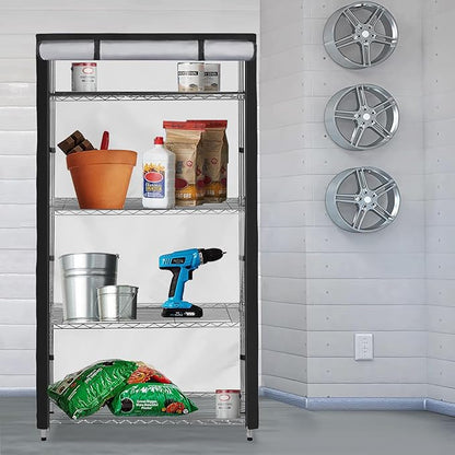 Storage Shelf Cover,Outdoor Heavy Duty 600D 36.2''W x 20.5''D x 60''H Dustproof Waterproof Shelf Covers for Wire Shelving,Storage Rack Cover with Zipper