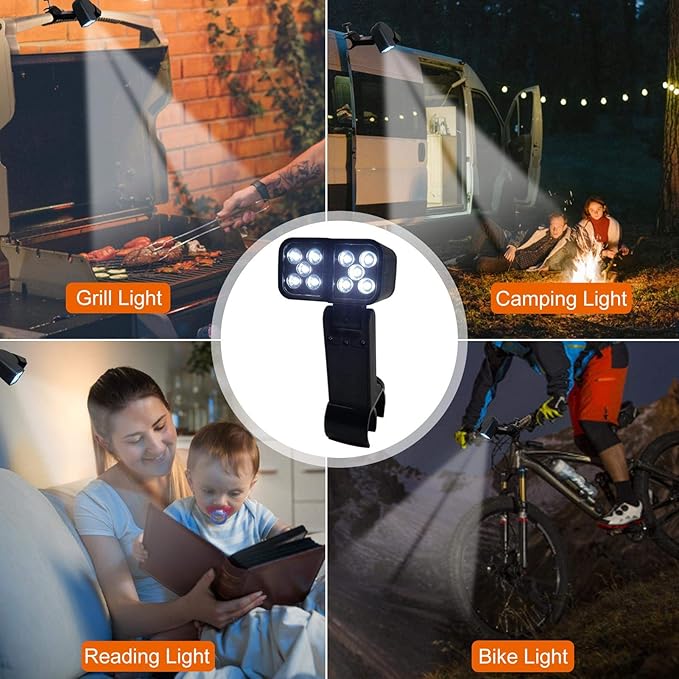 BBQ Light,Grill Lights for Barbecue Rainproof Super Bright Barbecue LED Lamp Heat Proof Flexible Grilling Light for Outdoor Cooking, Fits Round Square Grill Bars, Barbecue Night