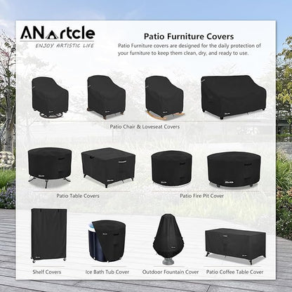 ANartcle 3-Seater Patio Sofa Cover,76W x 32.5D x 33H Inches Outdoor Couch Cover,100% Waterproof Heavy Duty Patio Sofa Covers,Patio Furniture Covers,Black