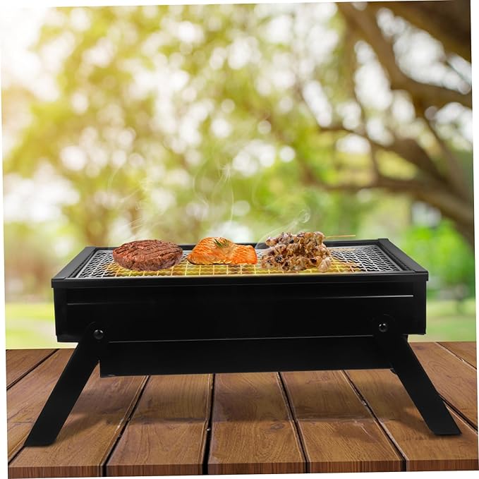 MERRYHAPY Portable Charcoal Grill Compact Stainless Steel Design for Outdoor Barbecues Camping and Picnics Features Pullout Charcoal Container for Gatherings People