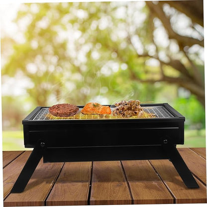 MERRYHAPY Portable Charcoal Grill Compact Stainless Steel Design for Outdoor Barbecues Camping and Picnics Features Pullout Charcoal Container for Gatherings People