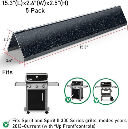 Spirit E310 Grill Parts Replacement Kit, 7636 Flavorizer Bars & 69787 Burner Tubes for Weber Spirit & Spirit II 300 Series E310 E320 E330 S310 S320 S330 (Front Control), 15.3" Heat Plates, 18" Burner