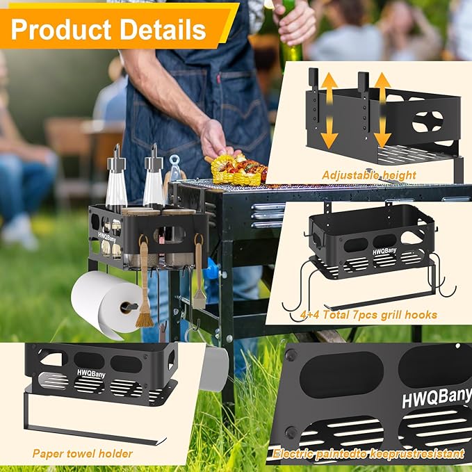 Storage Bin for Traeger Grills, Pellet Storage Bin with 8 Hooks, Accessories for Traeger Ironwood 885, Pro Series 34,Pro Series 22, Pro D2 575, Pro 780, Ironwood 650, Z-Grills, Pit Boss, Black