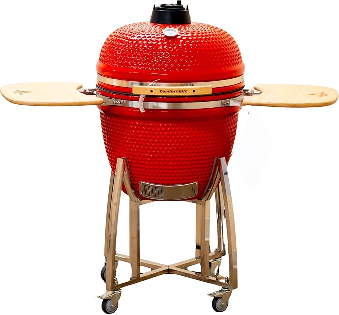 23" Kamado Grill COALS by Comfortbilt Ceramic Grill 487 Sq Inches Cooking Charcoal Grill Smoker (Red)