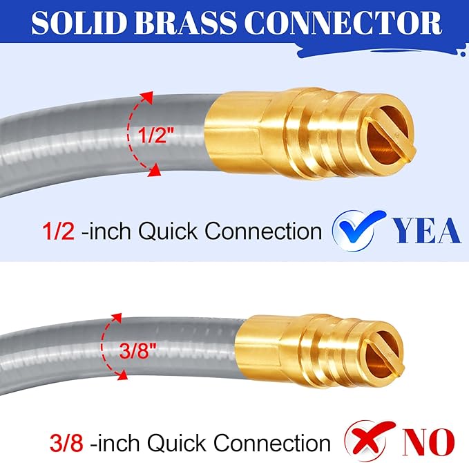 GasSaf 12 FT 1/2" ID Natural Gas Hose with Quick Connect Fitting, Natural Gas Conversion Kit for Gas Grill, Generator, Patio Heater and More - CSA Certified
