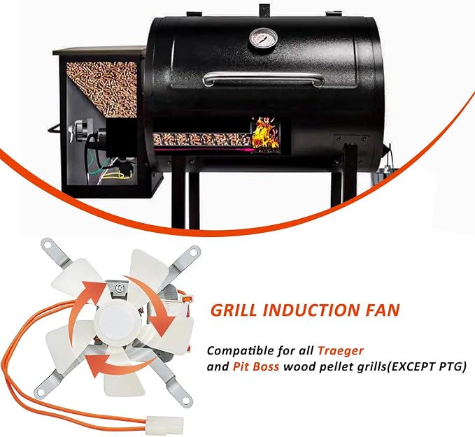 Hisencn Grill Induction Fan Kit, 110V PA66, for Pit Boss and Traeger Grills | For Pit Boss/Traeger/Camp Chef Grills, Heavy Duty, Easy Installation