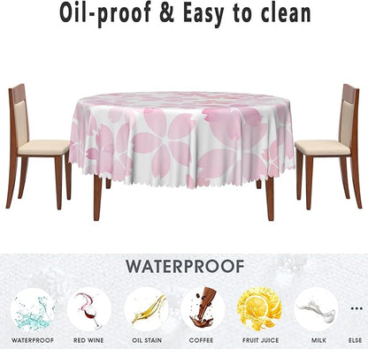 Cherry Blossom Round Tablecloths Pink Flowers Japanese Spring Floral Tablecloth Dining Table Cloth Circle Table Cover for Home Kitchen Dining Room Outdoor Camping Party Picnic 70 Inch