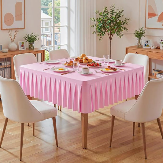 PARTISKY Baby Pink Spandex Square Tablecloths 48x48 Inch, Wrinkle Free Fitted Card Table Cloth Stretch Square Table Cover for Kitchen Dinner, Holiday Party, Wedding Banquet, Display Trade Show