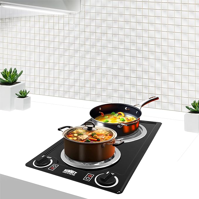 Summit 12" 2 Burner Electric Cooktop. 115 Volt Coil Electric Cooktop, ADA compliant, Black- CCE212BL