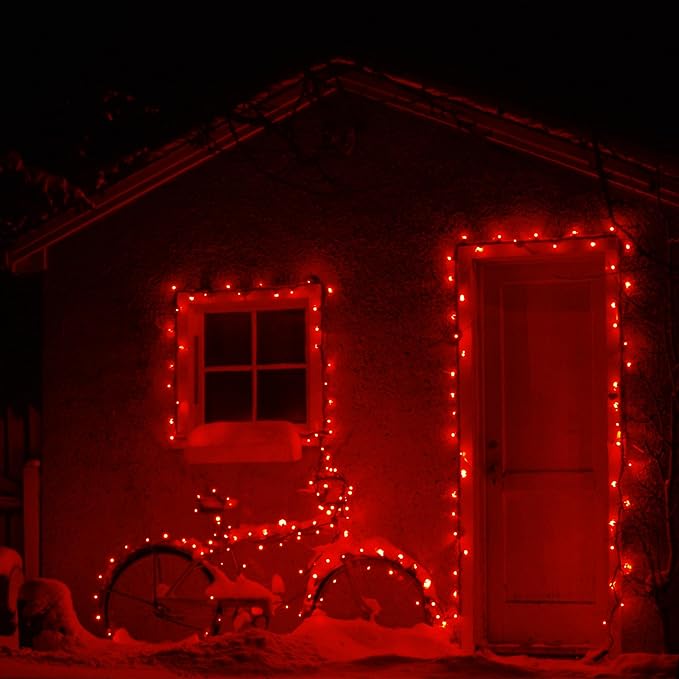 Flechllary Solar String Lights for Outside, 39Ft 100 LED Solar String Lights Outdoor with 8 Modes，Solar Lights for Outside Waterproof for Yard, Fence,Balcony, Party,Christmas Tree Decorations (Red)