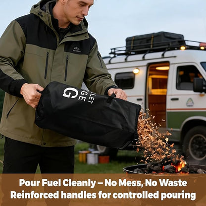 30LB Waterproof Wood Pellet Storage Bag 2 Pack, Heavy Duty 500D PVC Charcoal Grill Pellet Bag with Dual Shoulder Straps & Carry Handles, Foldable BBQ Fuel Storage with Buckle Seal, Label Pocket Scoop