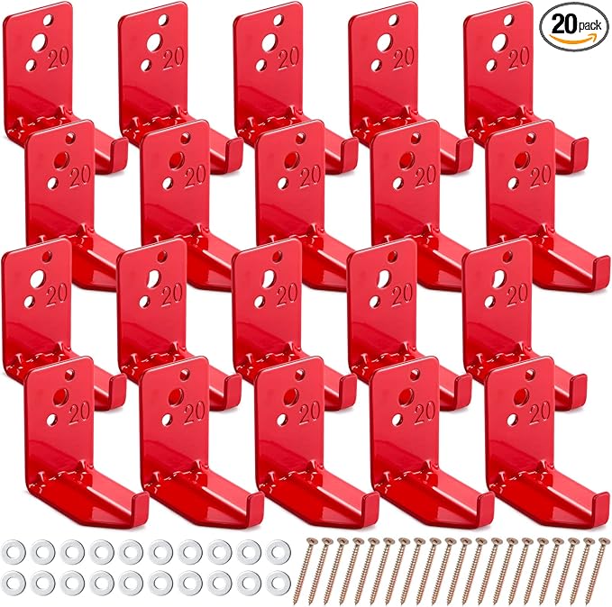 Queekay 20 Pack Fire Extinguisher Mount Universal Bracket 5 to 40 lb Fire Extinguisher Holder Wall Hook Hanger (Novelty Style)