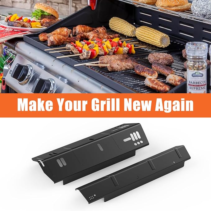 4 Burner Grill Replacement Parts for Dyna-Glo DGH450CRP DGH450CRP-D DGH450CRN DGH450CRN-D DGH451CRP DGH451CRP-D, Porcelain Steel Grill Heat Tent Plates and Stainless Steel Burner Tube Kit
