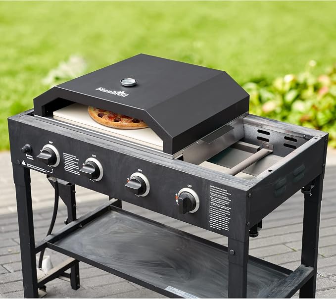Stanbroil Pizza Oven Attachment for Blackstone 36 Inch Griddle | 17.7" x 13.7" Pizza Stone, Side Panels & Temperature Gauge, Outdoor Pizza Cooking Upgrade