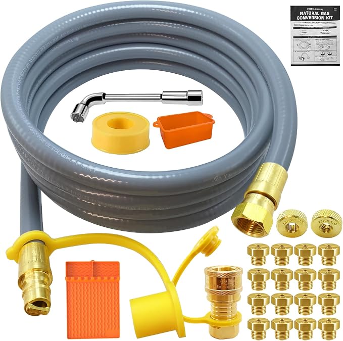 5249 Natural Gas Conversion Kit for Blackstone Grill 28" 36" Griddle,for Blackstone Natural Gas Conversion Kit w/10 FT Natural Gas Hose,Silicone Grill Tool Mat,Grease Cup Liner,3/8" Quick Connect Etc.