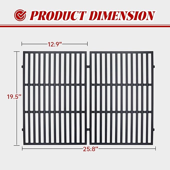 7620 7621 Flavorizer Bars for Weber Genesis 300 Series, E310, S310, E320, E330, S330, EP310, EP320, EP330 Grill with Front-Mounted Control (Cast Iron, 7524-2)