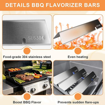 3400301 Flavorizer Bars for Weber Spirit GS4 Spirit II/I 200 SER E215 S210 E220 Grill Accessories Webber Spirit 2 Grill Parts Replacement 7635 67045 69796 GS4 Burner Covers 15.3", 304 Stainless Steel