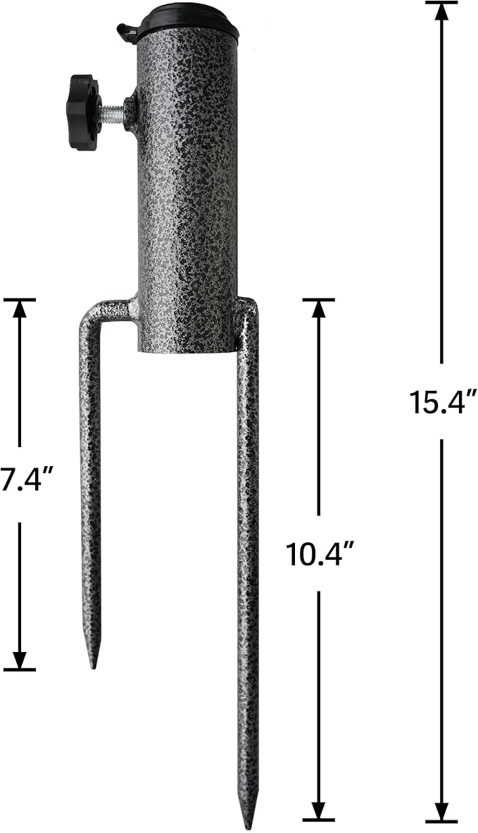 AMMSUN Adjustable Portable Umbrella Base, Upgraded Heavy Duty Metal Holder-Stand-Sand Grass Auger,for Flag, Umbrella, Fishing Rod, Outdoor Park Patio Beach Ground Ideal for Use in Soil, Grass