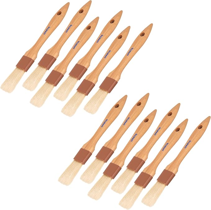 SPARTA Kitchen Basting Brush – 4037200 Basting Brush for Cooking Flat Boar Bristle Brush, Hardwood Handle for Kitchens, Restaurants, Catering, High Heat Food Prep, 1in, Pack of 12