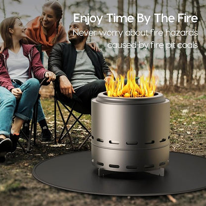 38" Fireproof Fire Pit Mat for Solo Stove Bonfire, 3-Layer Round Grill Mats for Outdoor Grill Deck Protector, Waterproof Pad for Solo Stove Accessories, BBQ Mat for Patio