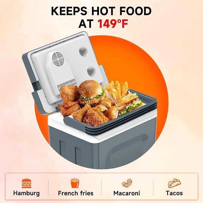 TopAutoGear 25L/30L Portable Electric Cooler & Warmer 32℉-149℉, Small Refrigerator with Handle, 110V AC and 12V DC Car Fridge, Camping/Outdoor/Travel Cooler for Vehicles & Trucks, Grey 25L