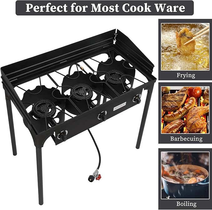 ROVSUN 2/3 Burner Outdoor Propane Gas Stove High Pressure Stand Cooker for Backyard Cooking Camping Home Brewing Canning Turkey Frying
